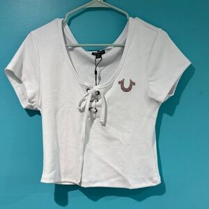 True Religion White Short Sleeve Tee